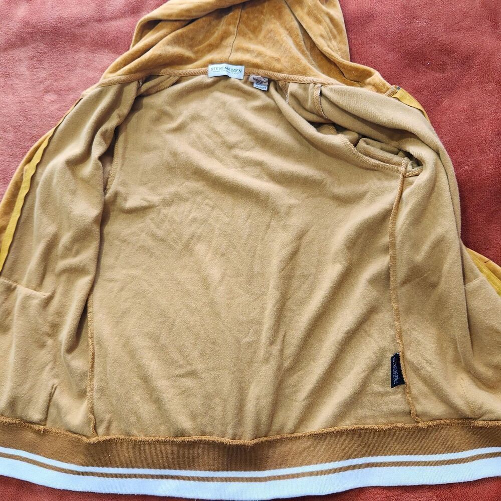 Steve Madden Sweater Size Medium Mustard Color Full Zip Hooded - Picture 15 of 16